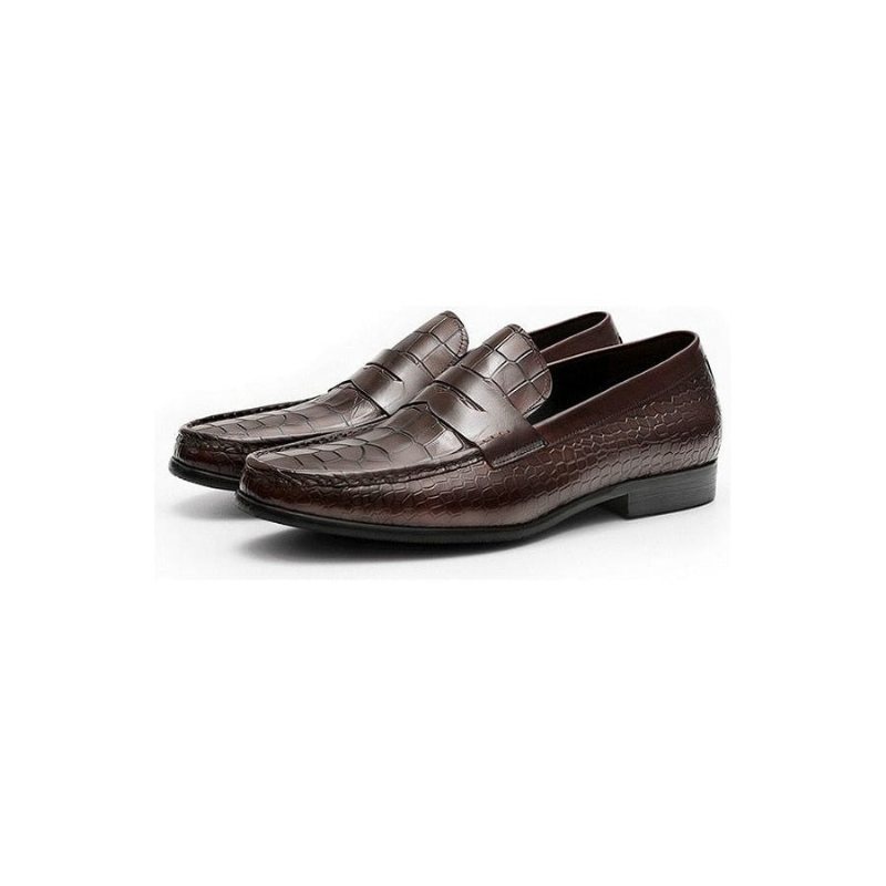 Loafers Herre Luxury Croctex Slip On Brogues - Kaffe