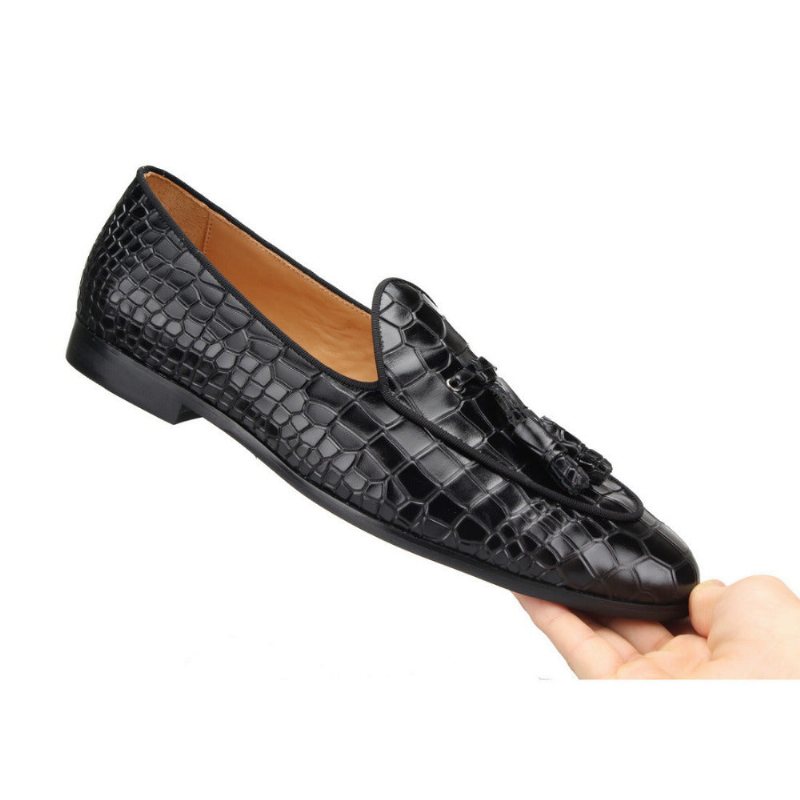 Loafers Herre Luxury Croctex Slip-on Med Solid Mønster - Svart