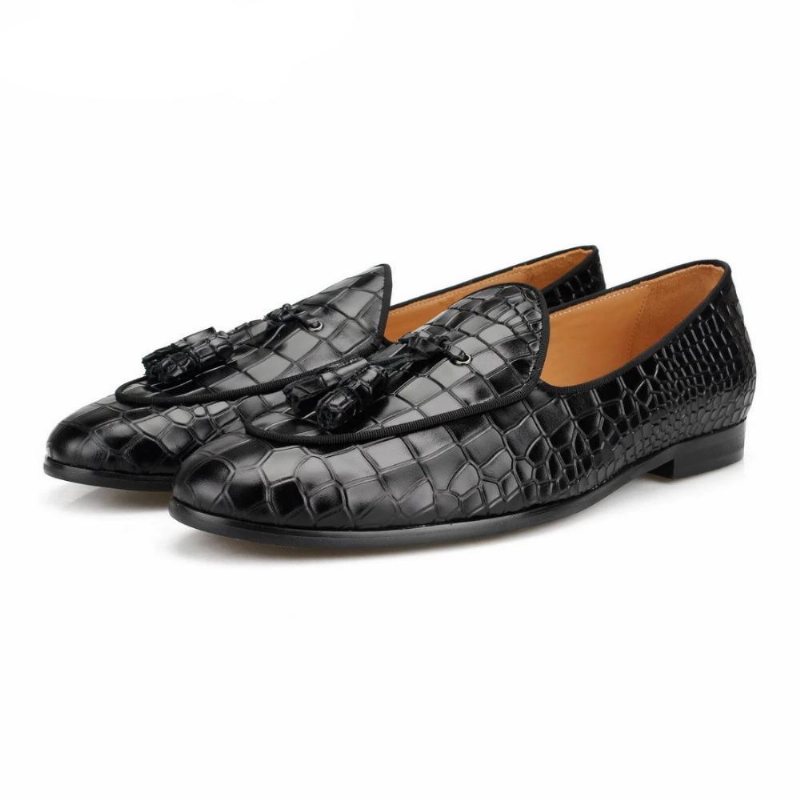 Loafers Herre Luxury Croctex Slip-on Med Solid Mønster - Svart