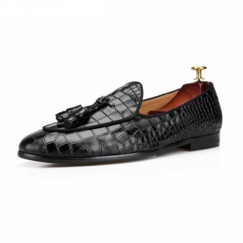 Loafers Herre Luxury Croctex Slip-on Med Solid Mønster - Svart