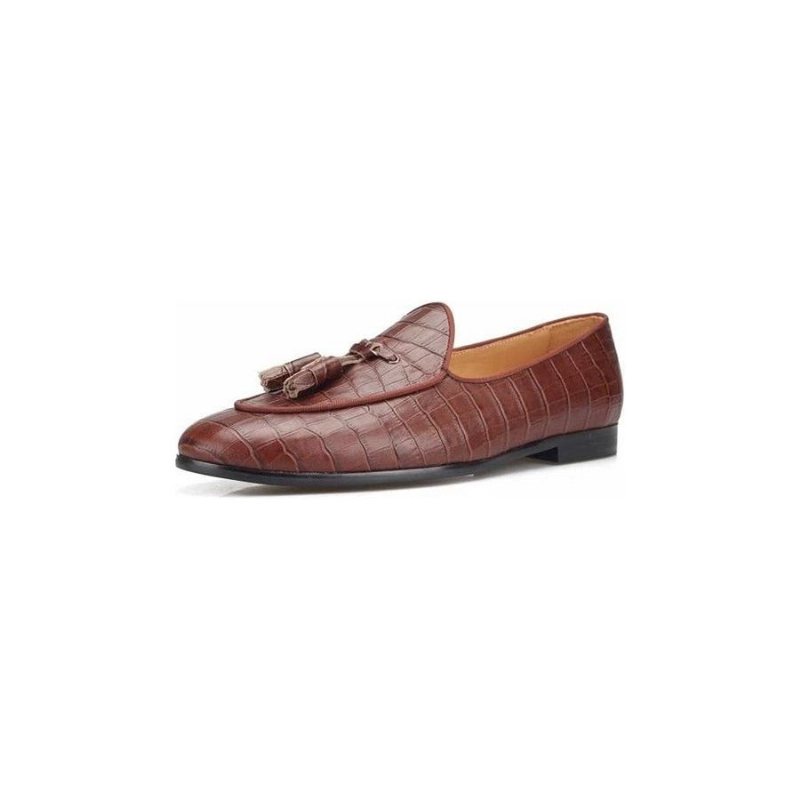 Loafers Herre Luxury Croctex Slip-on Med Solid Mønster - Kaffe