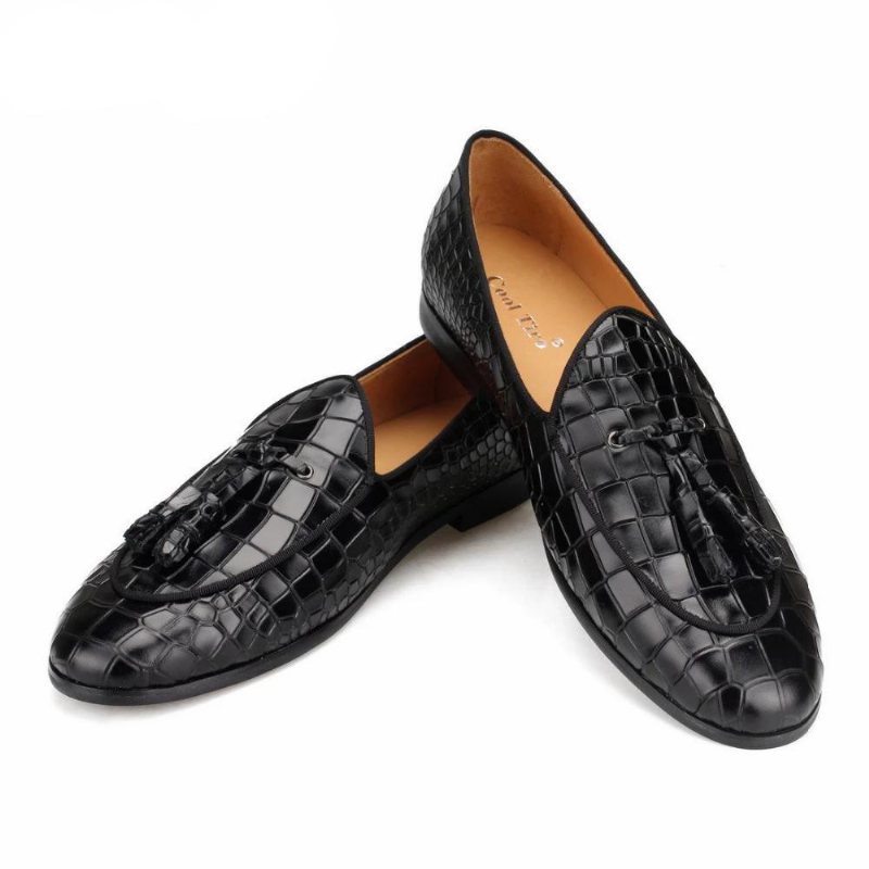 Loafers Herre Luxury Croctex Slip-on Med Solid Mønster - Svart