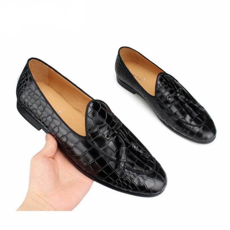 Loafers Herre Luxury Croctex Slip-on Med Solid Mønster - Svart