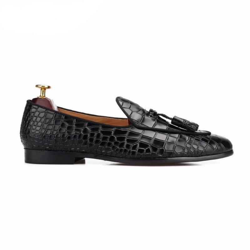 Loafers Herre Luxury Croctex Slip-on Med Solid Mønster - Svart