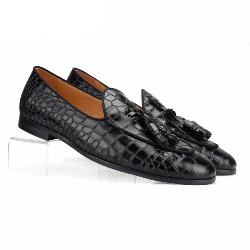 Loafers Herre Luxury Croctex Slip-on Med Solid Mønster - Svart