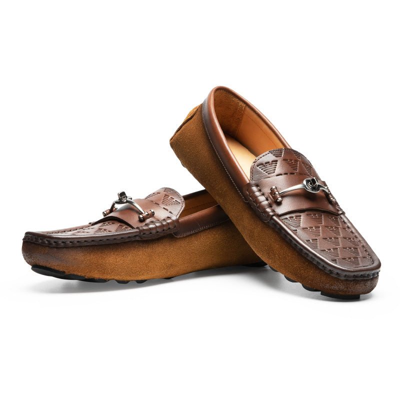 Loafers Herre Luxury Rome Leather Slip-on Bankett - Kaffe