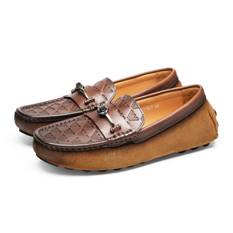 Loafers Herre Luxury Rome Leather Slip-on Bankett - Kaffe