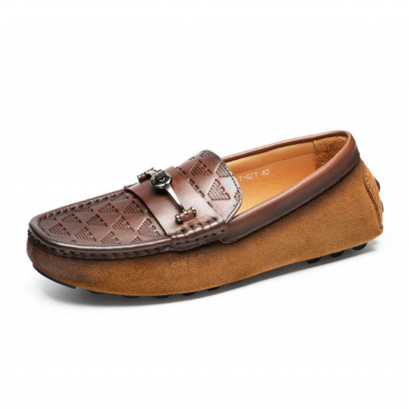 Loafers Herre Luxury Rome Leather Slip-on Bankett - Kaffe