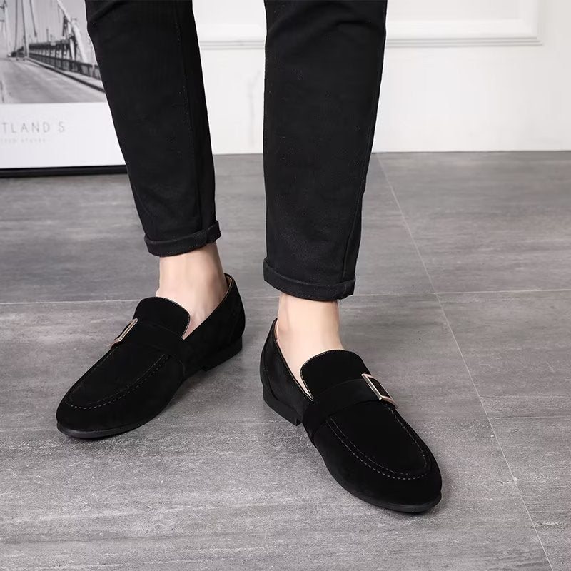 Loafers Herre Modish Pregede Slip-on - Svart