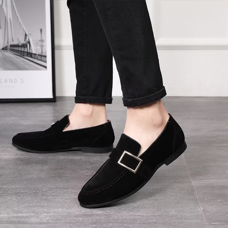 Loafers Herre Modish Pregede Slip-on - Svart