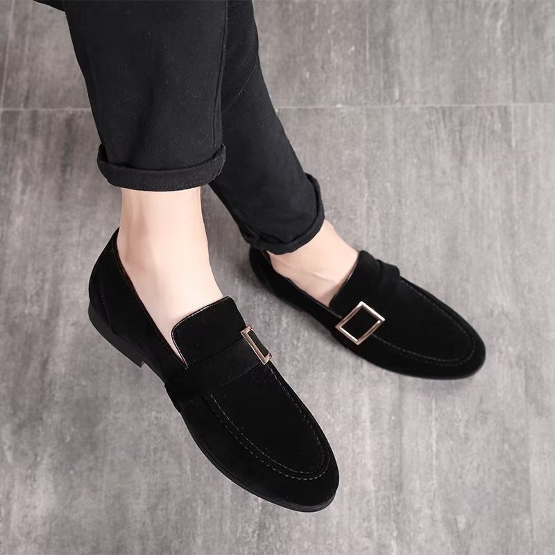 Loafers Herre Modish Pregede Slip-on - Svart