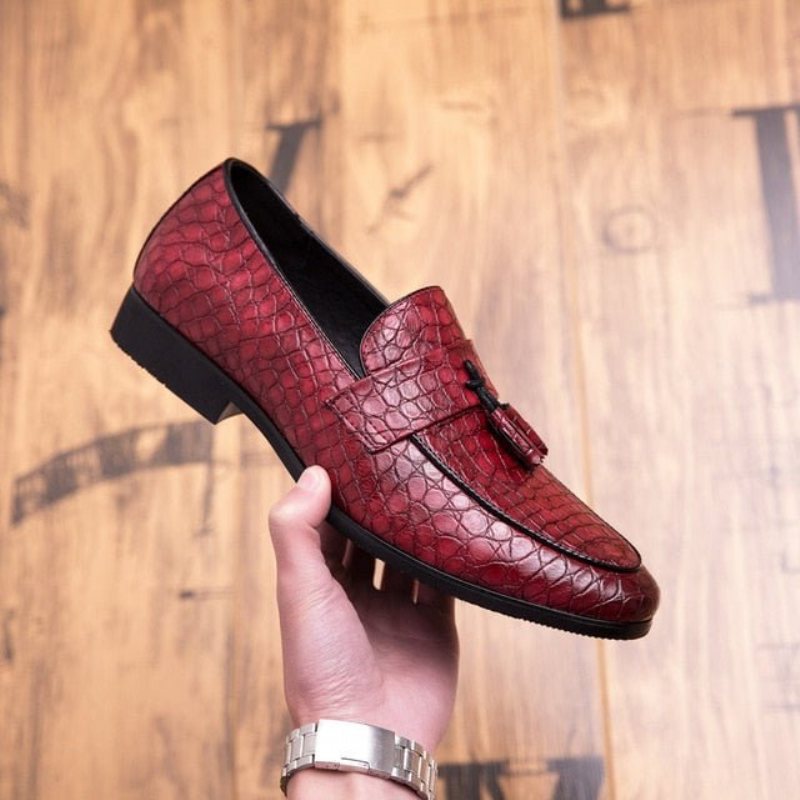 Loafers Herre Overdådige Croctassel Exotic Oxford - Rød