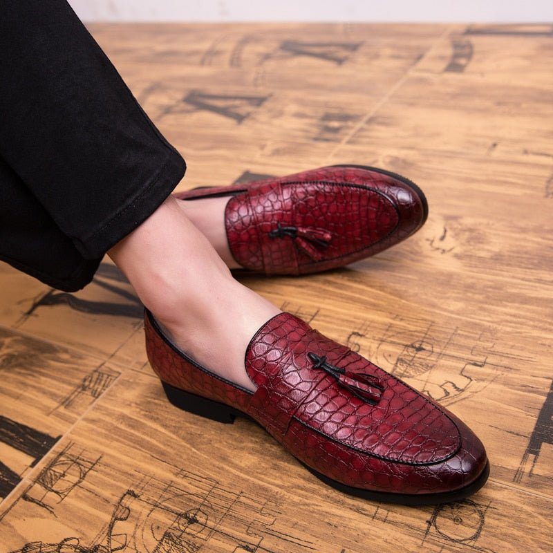 Loafers Herre Overdådige Croctassel Exotic Oxford - Rød