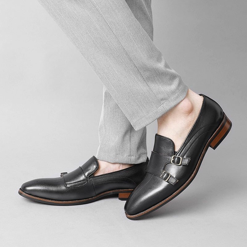 Loafers Herre Raffinert Eksotisk Skinn Monk Strap Party - Svart