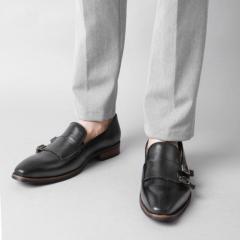 Loafers Herre Raffinert Eksotisk Skinn Monk Strap Party - Svart