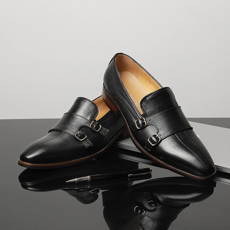 Loafers Herre Raffinert Eksotisk Skinn Monk Strap Party - Svart