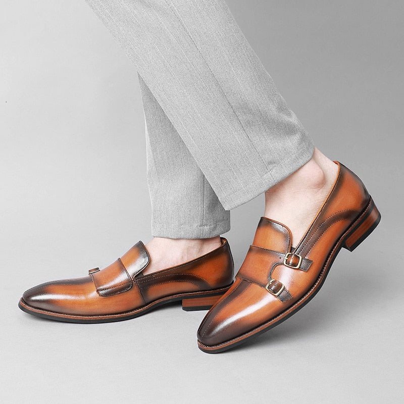 Loafers Herre Raffinert Eksotisk Skinn Monk Strap Party - Brun