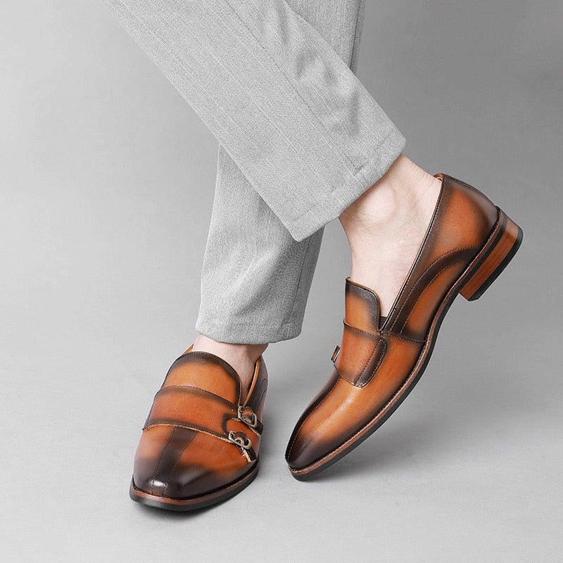 Loafers Herre Raffinert Eksotisk Skinn Monk Strap Party - Brun