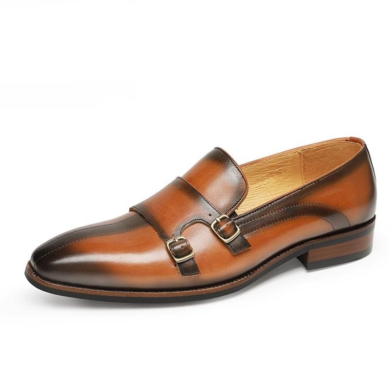 Loafers Herre Raffinert Eksotisk Skinn Monk Strap Party - Brun