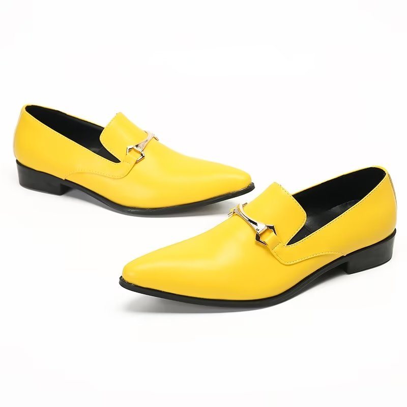 Loafers Herre Slip-on I Ekte Skinn - Gul