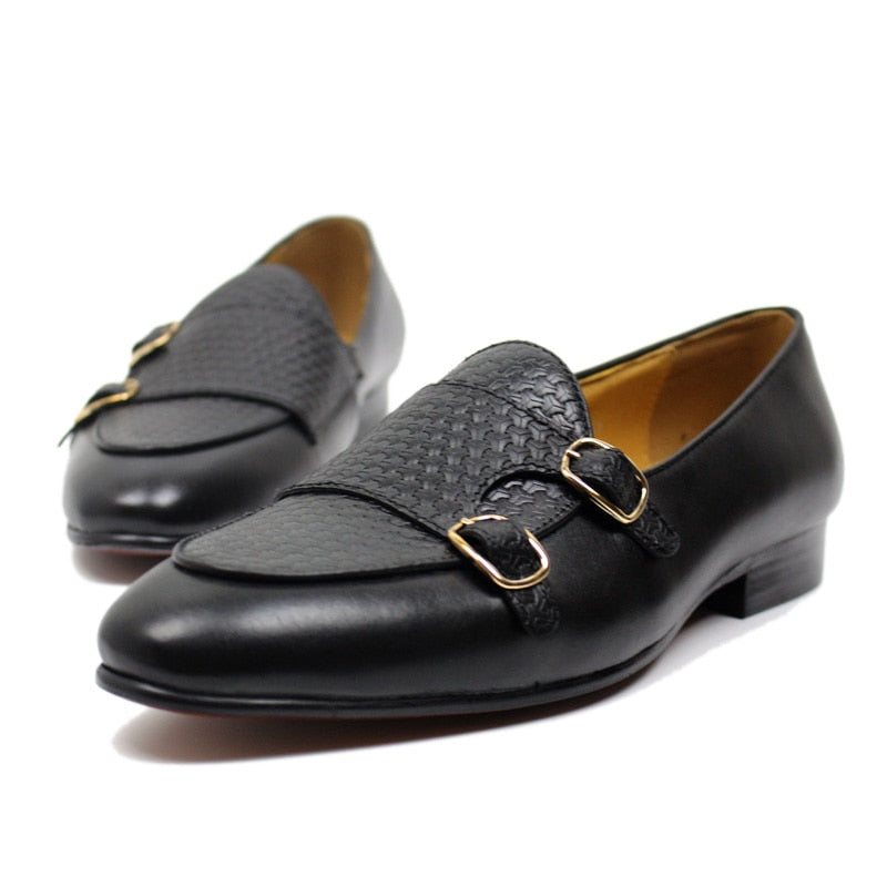 Loafers Herre Suave Leather Monk Strap Wedding - Sort