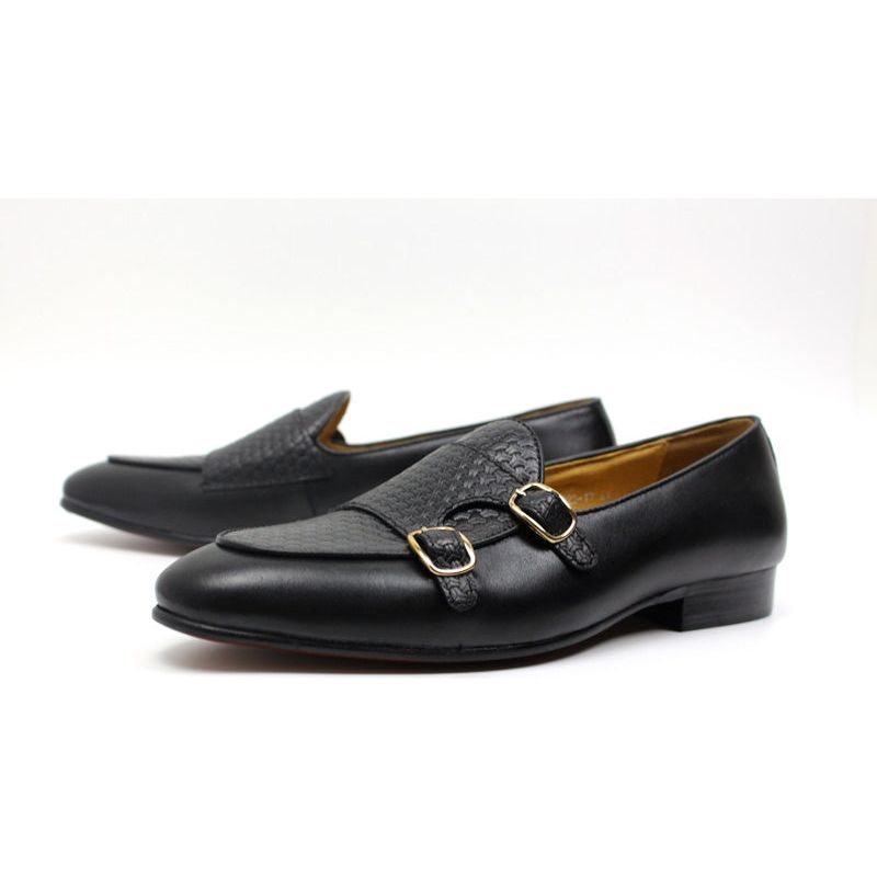 Loafers Herre Suave Leather Monk Strap Wedding - Sort