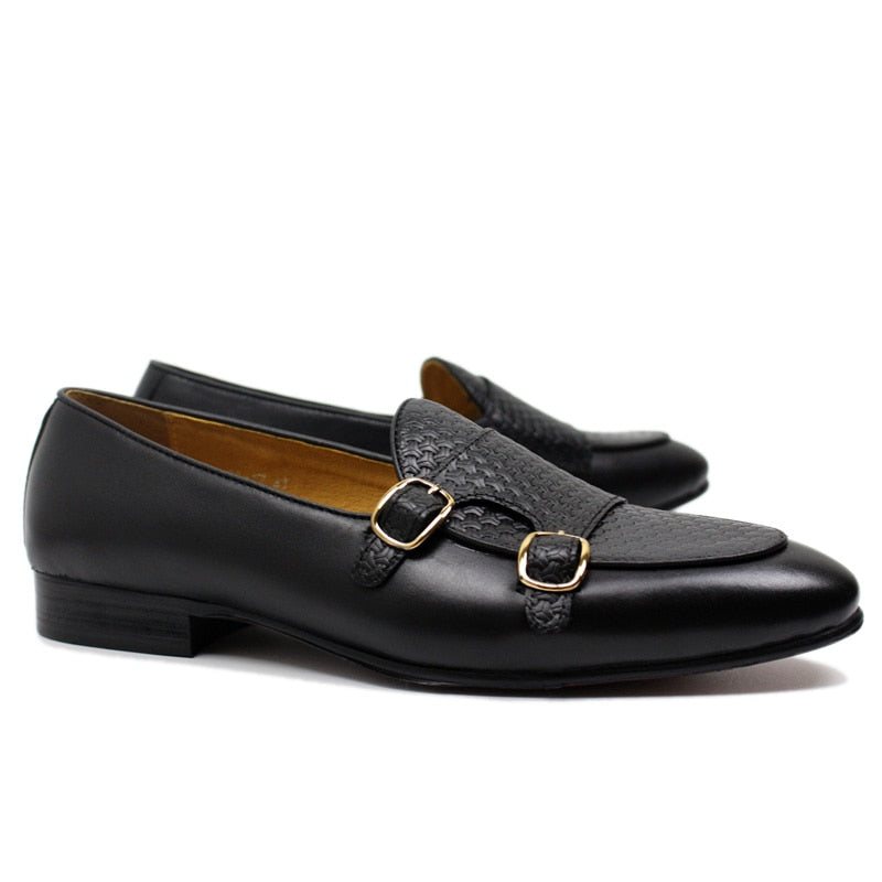 Loafers Herre Suave Leather Monk Strap Wedding - Sort