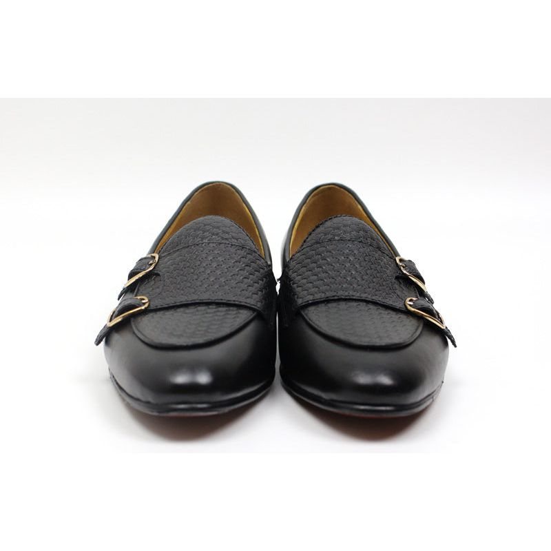 Loafers Herre Suave Leather Monk Strap Wedding - Sort