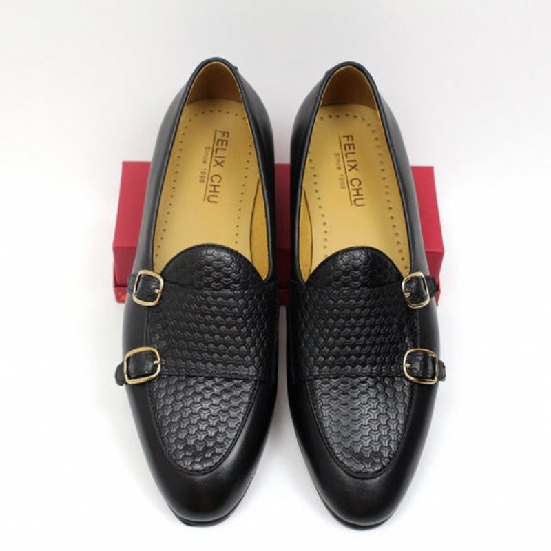 Loafers Herre Suave Leather Monk Strap Wedding - Sort