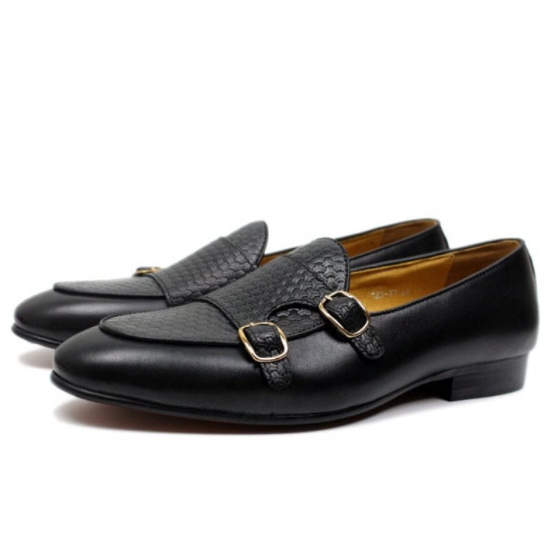 Loafers Herre Suave Leather Monk Strap Wedding - Sort