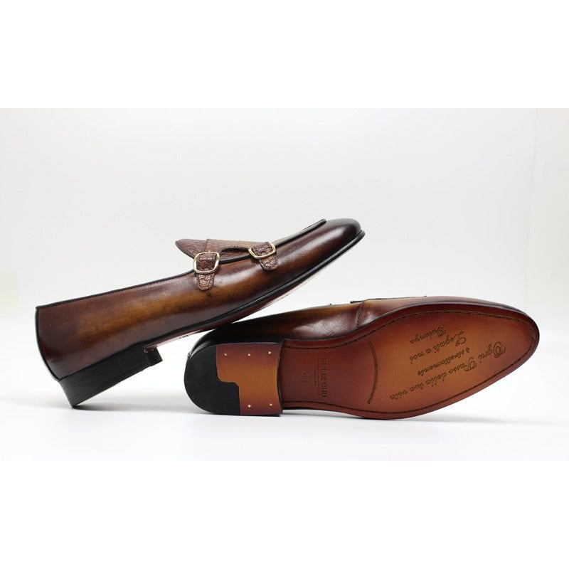 Loafers Herre Suave Leather Monk Strap Wedding - Kaffe