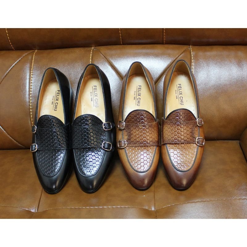 Loafers Herre Suave Leather Monk Strap Wedding - Sort