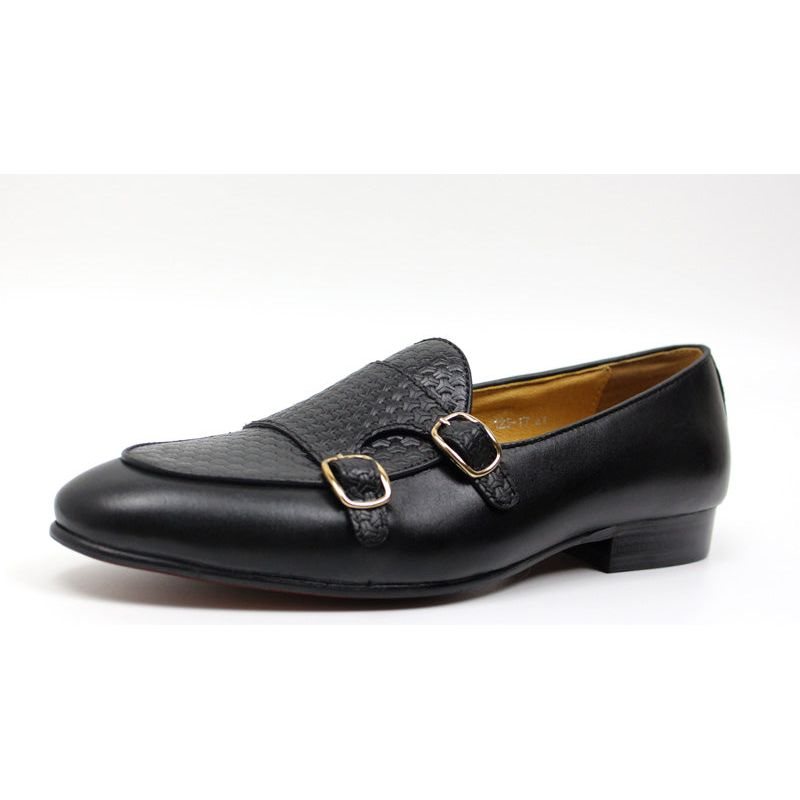 Loafers Herre Suave Leather Monk Strap Wedding - Sort