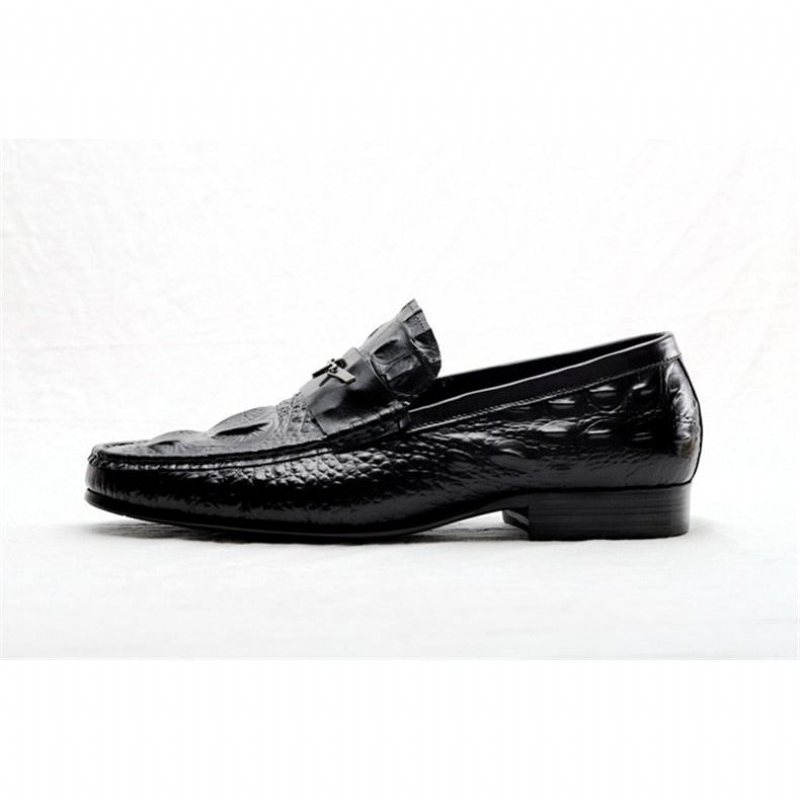 Loafers Herre Vanntette Preget Skinn-slip-on - Svart