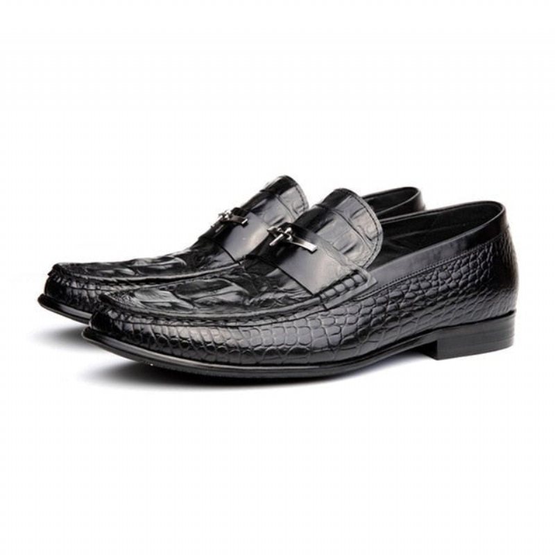 Loafers Herre Vanntette Preget Skinn-slip-on - Svart