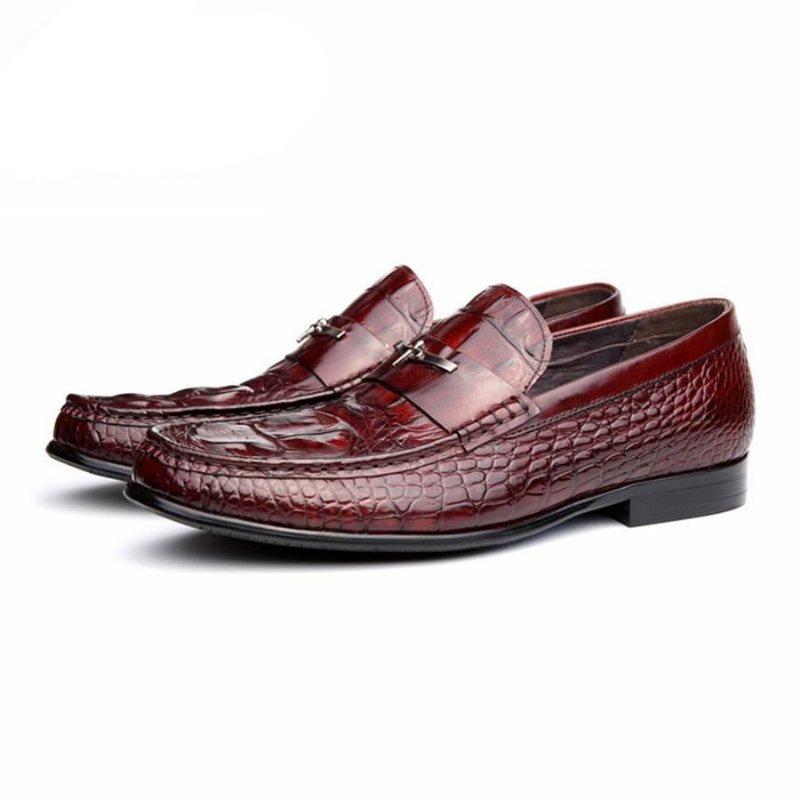 Loafers Herre Vanntette Preget Skinn-slip-on - Rød