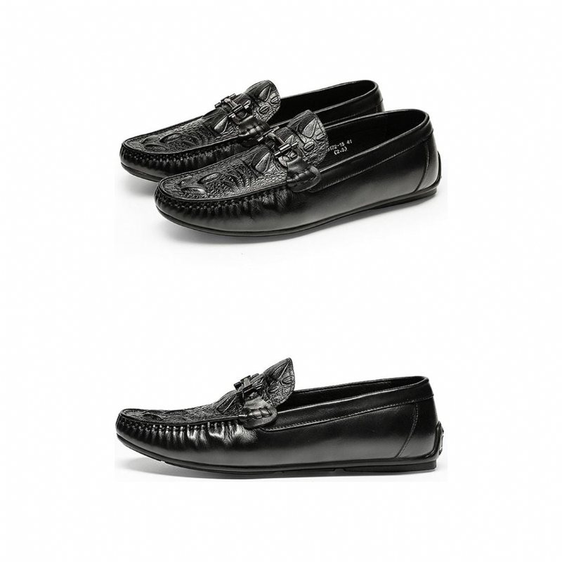 Loafers Herre Vanntette Slip On Leather - Svart