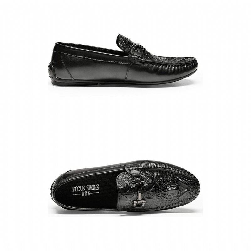 Loafers Herre Vanntette Slip On Leather - Svart