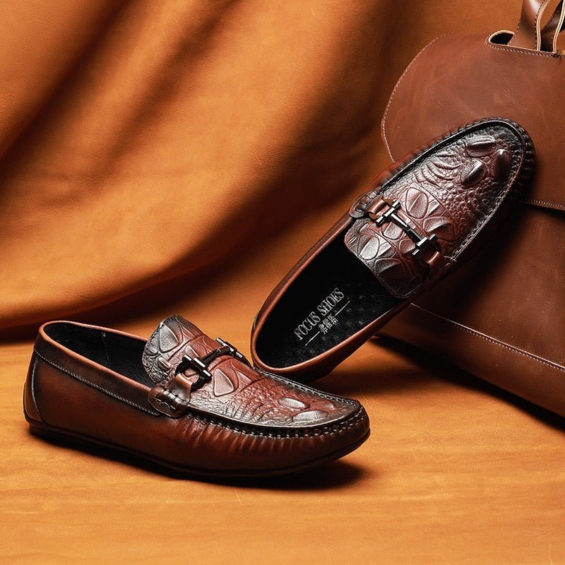 Loafers Herre Vanntette Slip On Leather - Rød