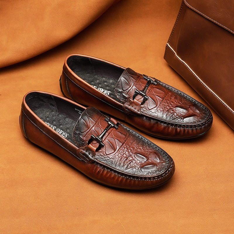 Loafers Herre Vanntette Slip On Leather - Rød