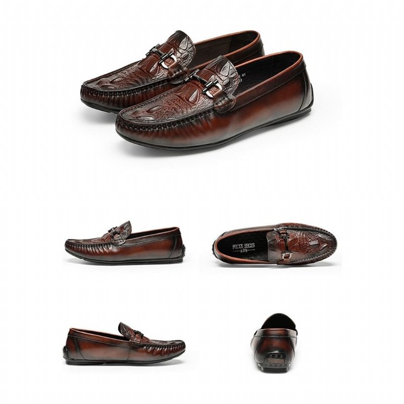 Loafers Herre Vanntette Slip On Leather - Rød