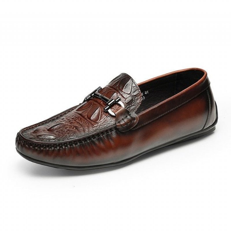 Loafers Herre Vanntette Slip On Leather - Rød