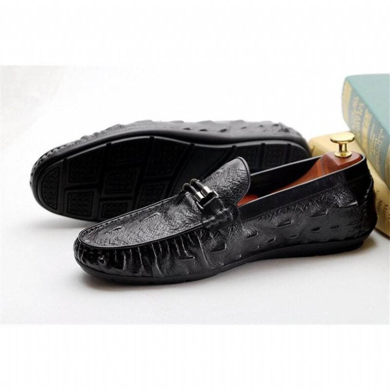 Loafers Herre Vintage Krokodilleskinn Eksotiske Brogue - Sort