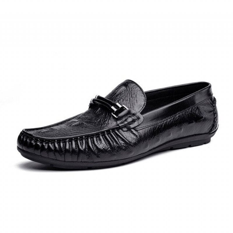 Loafers Herre Vintage Krokodilleskinn Eksotiske Brogue - Sort