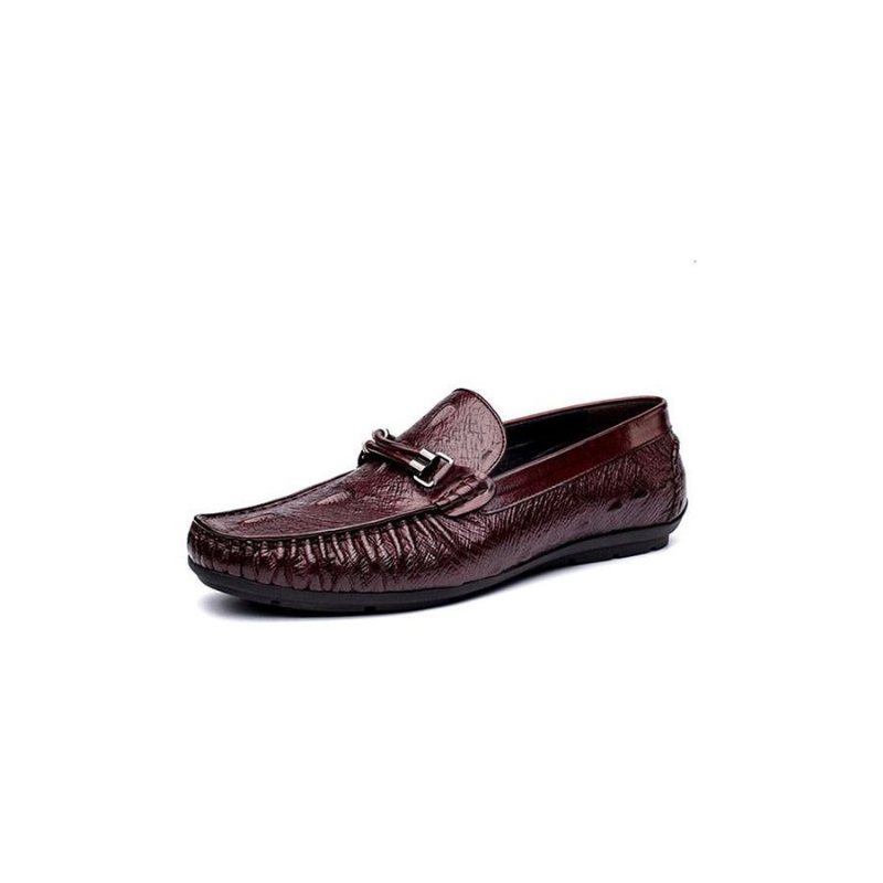 Loafers Herre Vintage Krokodilleskinn Eksotiske Brogue - Rød