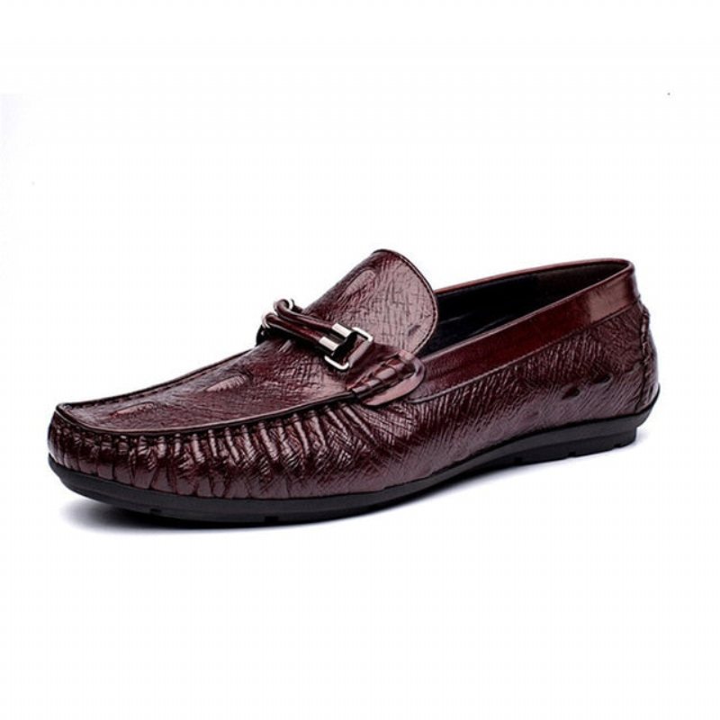 Loafers Herre Vintage Krokodilleskinn Eksotiske Brogue - Rød