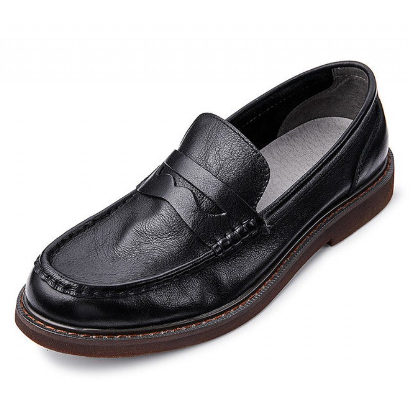 Loafers Kuskinn Slip-on Moccasin Sko For Menn - Sort