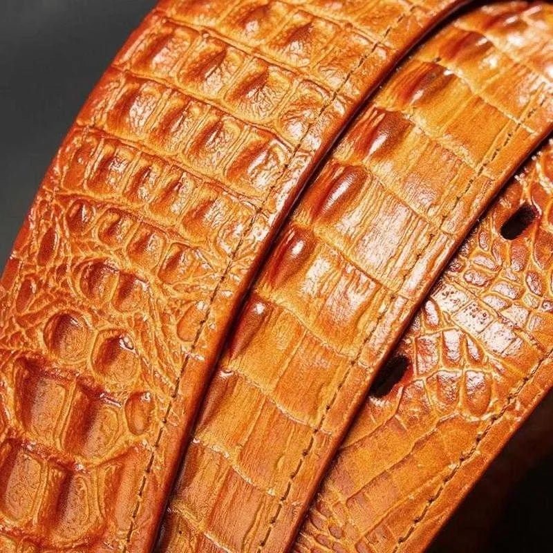 Menns Belter Eksotisk Alligator Print Skinnbelte - Oransje