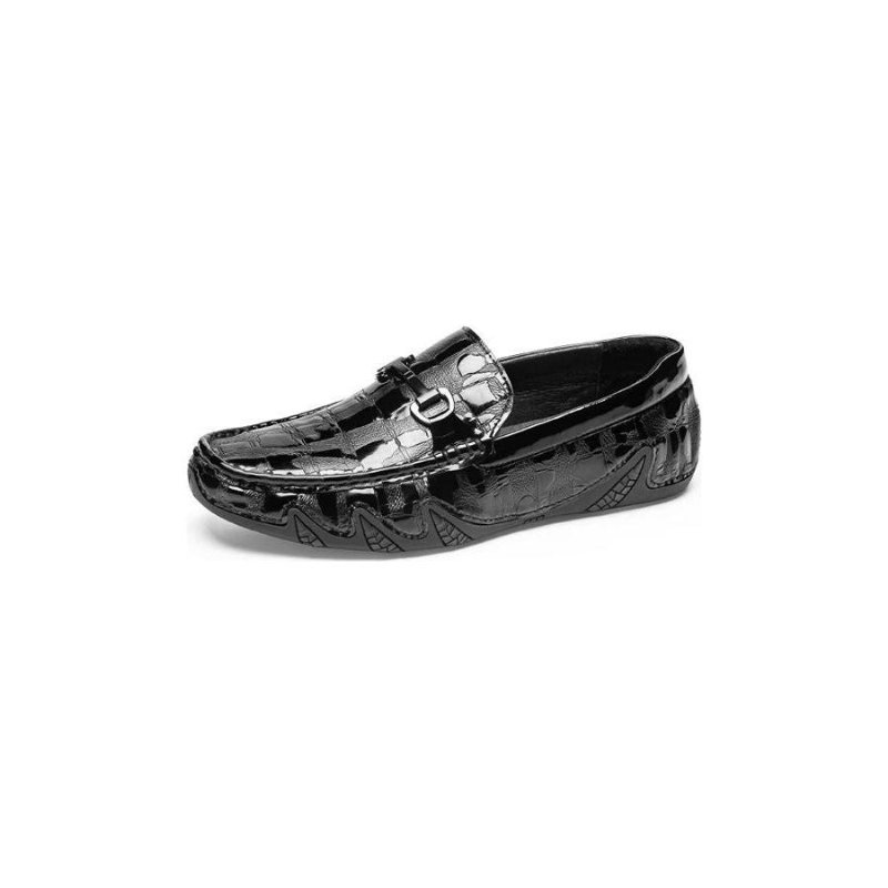 Menns Loafers Eksotiske Crocodile Leather Slip On Metal Toe