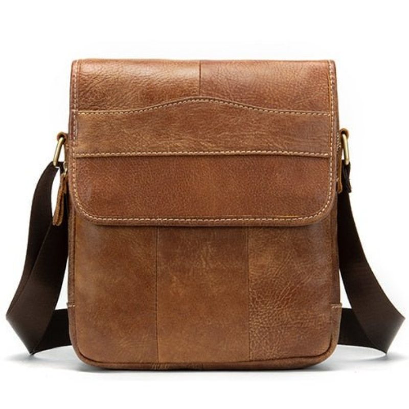 Menns Skuldervesker Skinn Solid Mønster Crossbody Messenger-veske